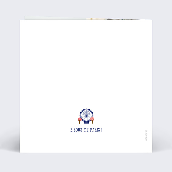 Carte postale Bisous de Paris Verso
