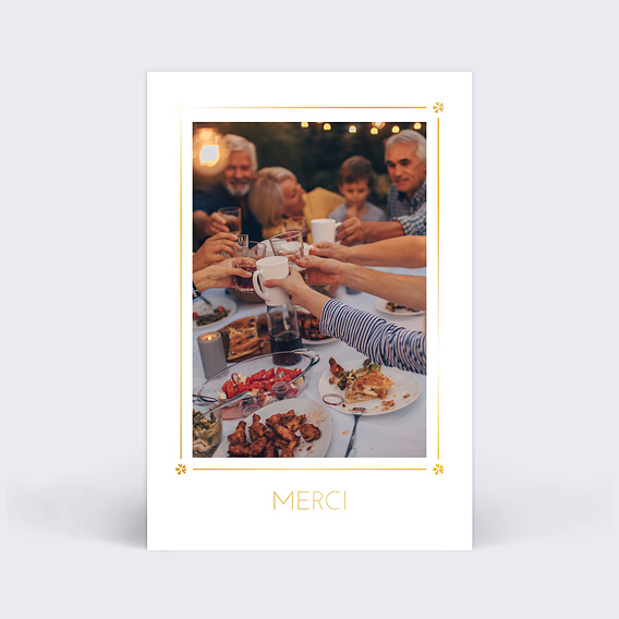 Carte remerciement invitation Cadre Chic Photo Simple