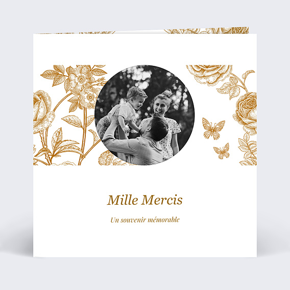 Carte remerciement invitation Découpe Baroque