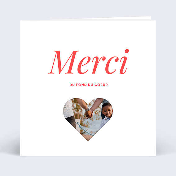 Carte remerciement invitation Découpe Coeur