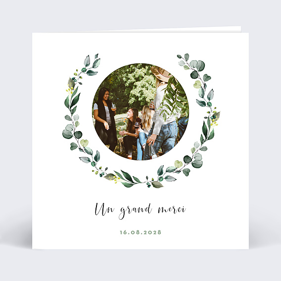 Carte remerciement invitation Découpe Eucalyptus