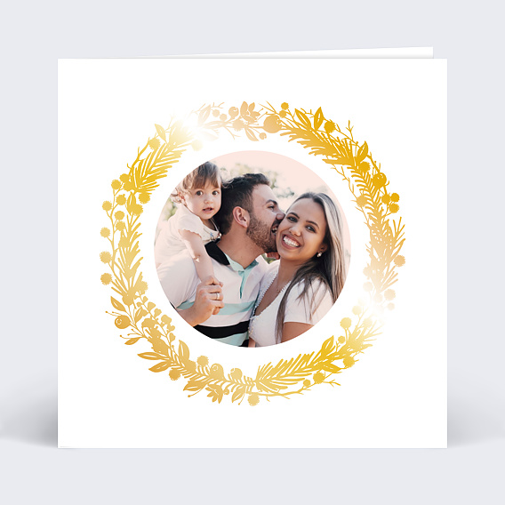 Carte remerciement invitation Dorure Couronne Photo