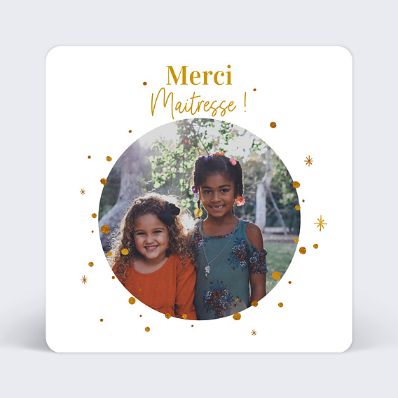 Carte remerciement invitation Golden Dots