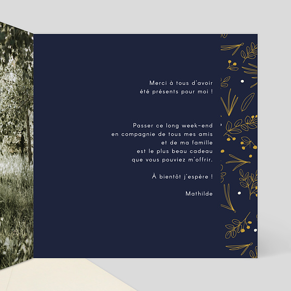 Carte de remerciement Motif Champêtre Intérieur Droit