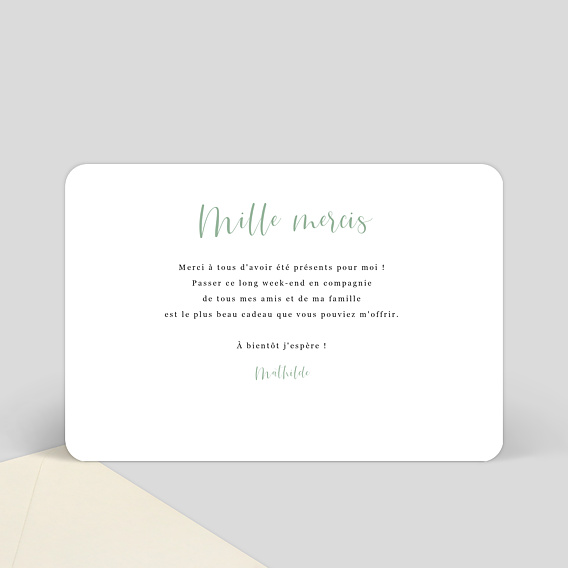 Carte de remerciement Cinematic II Verso