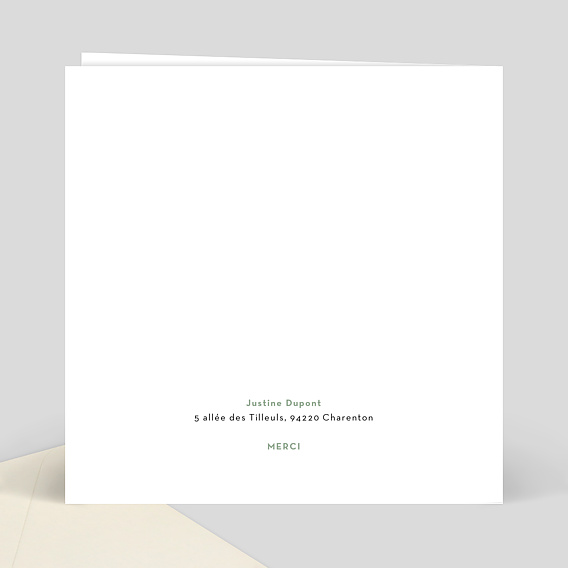 Carte de remerciement Découpe Eucalyptus Verso