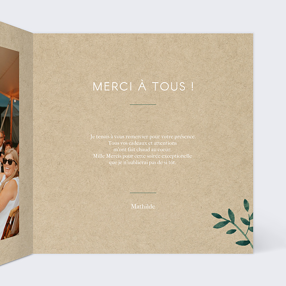 Carte de remerciement Ombrage Intérieur Droit