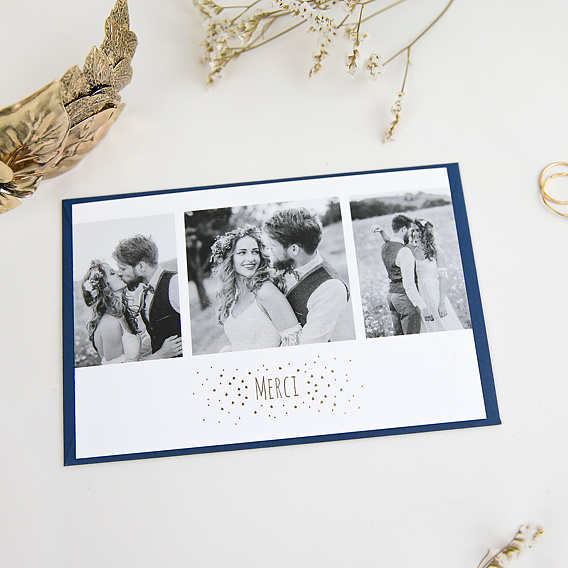 Carte de remerciement Poussière d'Etoiles Dorure Après 1