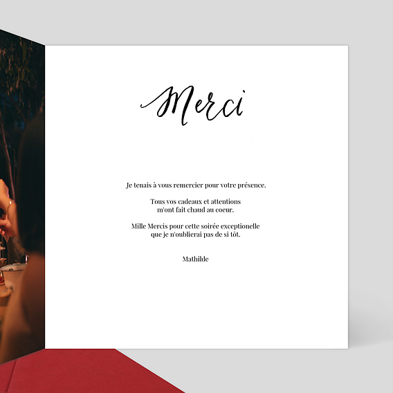 Carte de remerciement Calligraphie Intérieur Droit