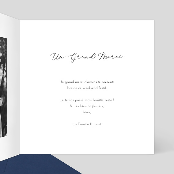 Carte de remerciement Dorure Cadre 4 Photos Intérieur Droit