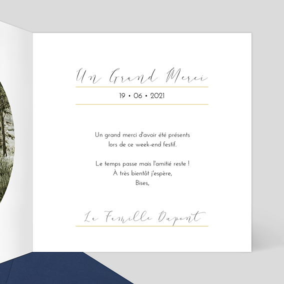 Carte de remerciement Dorure Couronne Photo Intérieur Droit