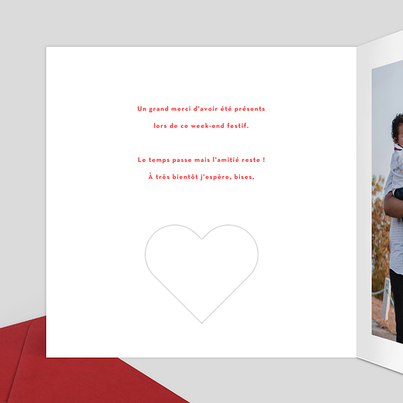 Carte de remerciement Découpe Coeur Intérieur Gauche