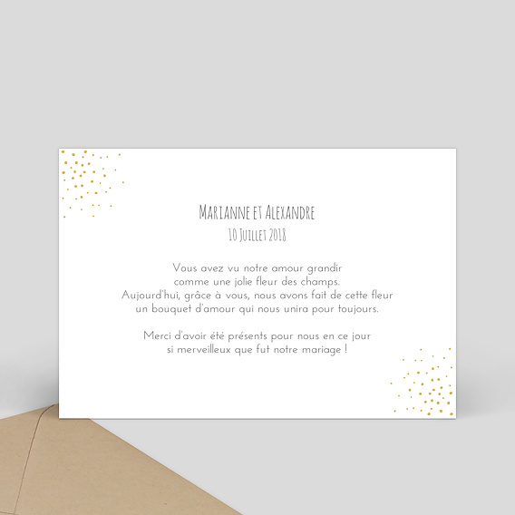 Carte de remerciement Poussière d'Etoiles Dorure Verso