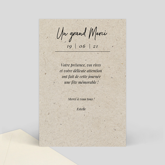 Carte de remerciement Carte Chinée IV Verso