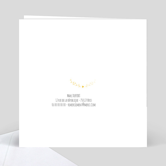 Carte de remerciement Coeur Bucolique 1 Photo Verso