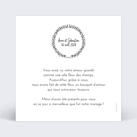 Remerciements Toutes Occasions Couronne Fleurie Dorure