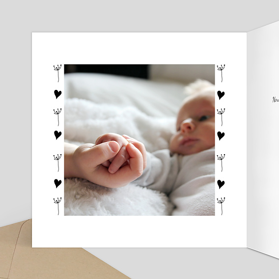 Carte de remerciement Coeur Bucolique Dorure Intérieur Gauche