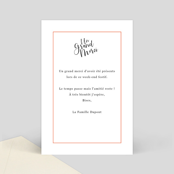 Carte de remerciement Cadre Typographique Verso
