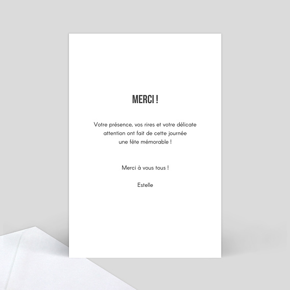 Carte de remerciement Typographie Merci Verso
