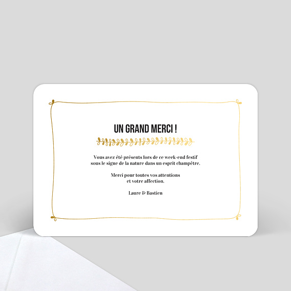 Carte de remerciement Jolies Feuilles Verso