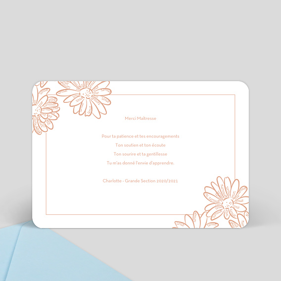 Carte de remerciement Merci Floral Verso