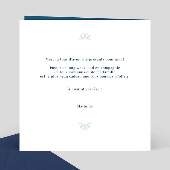 Carte de remerciement Découpe Dentelle Verso