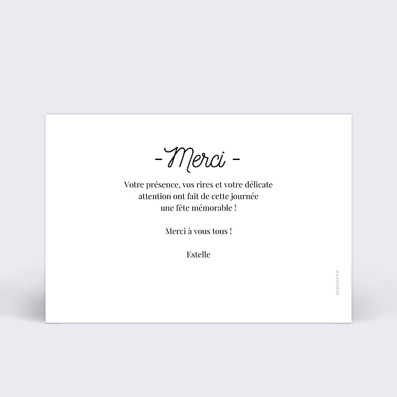 Carte de remerciement Tirets Verso