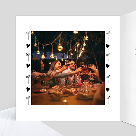 Carte de remerciement Coeur Bucolique 1 Photo Intérieur Gauche