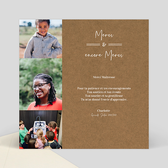 Carte de remerciement Bohème Verso