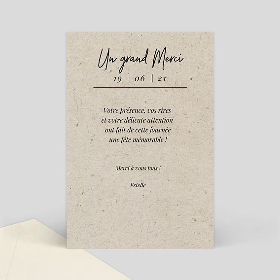 Carte de remerciement Carte Chinée II Verso