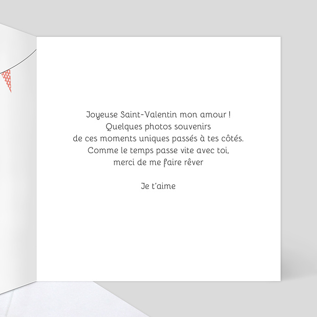 Carte de Saint-Valentin Fanions colorés Intérieur Droit