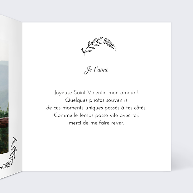 Carte de Saint-Valentin Couronne de feuilles Intérieur Droit