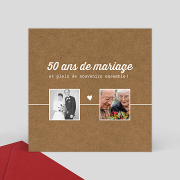 Carte Souvenir Anniversaire de Mariage Timeline Kraft