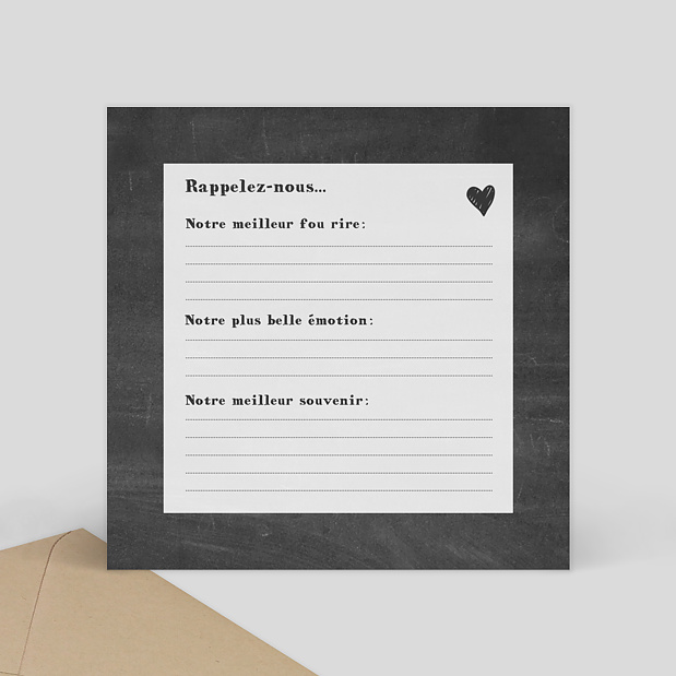 Carte Souvenir Anniversaire de Mariage Timeline Chiffrée Verso