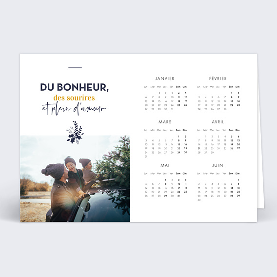 Carte de voeux Calendrier Branche de houx