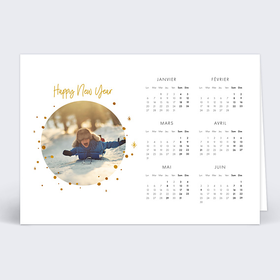 Carte de voeux Calendrier Golden Dots