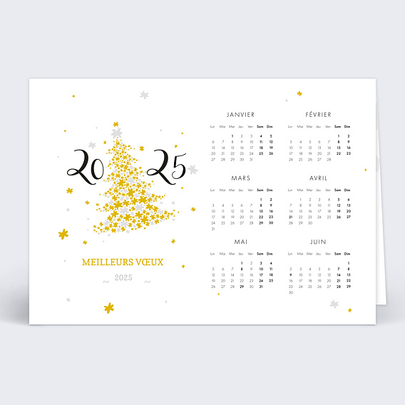 Carte de vœux entreprise Calendrier Sapin Étoilé