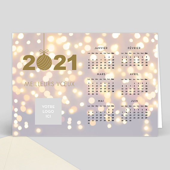 Carte de Voeux Entreprise Calendrier sobres scintillements