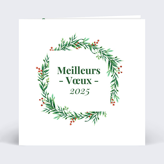Carte de vœux entreprise Couronne de Noël 