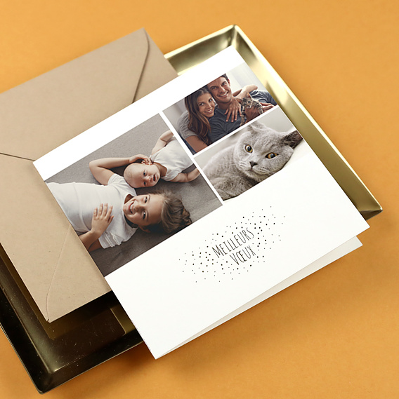 Carte de voeux Dorure Etoiles Photos
