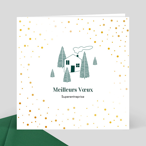 Carte de Voeux Entreprise Dorure sapins