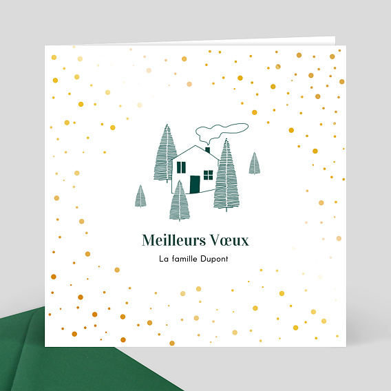 Carte de Voeux Particuliers Dorure Sapins