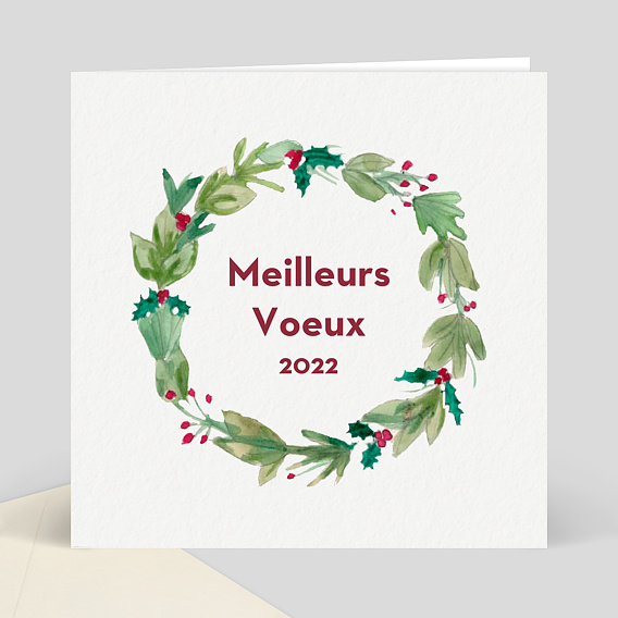 Carte de Voeux Entreprise Couronne de Noël