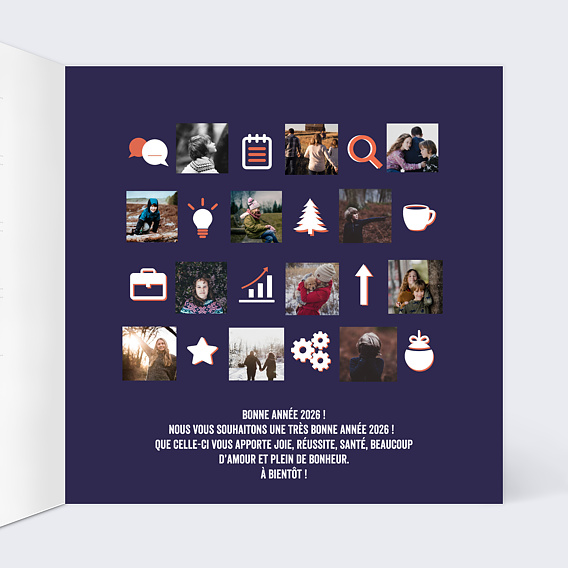 Carte de voeux Découpe Calendrier Avent Famille Intérieur Droit