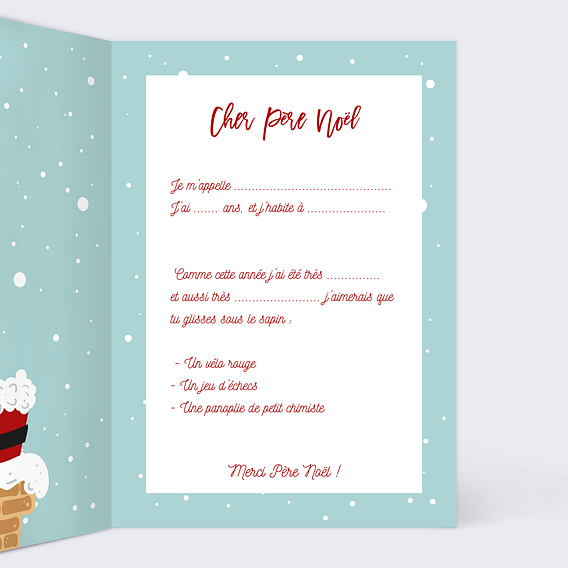 Carte de Noël Lettre au Père Noël Intérieur Droit
