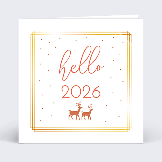 Carte de Voeux Particuliers Dorure Hello New Year