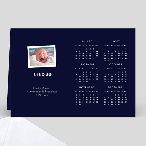 Carte de voeux Calendrier Retrospective Photomaton Verso