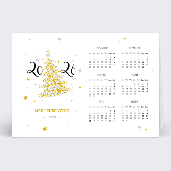 Carte de vœux entreprise Calendrier Sapin Étoilé