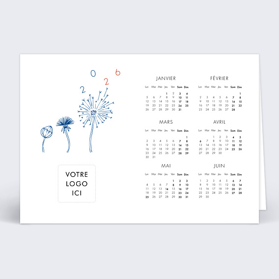 Carte de vœux entreprise Calendrier Envolée Recto