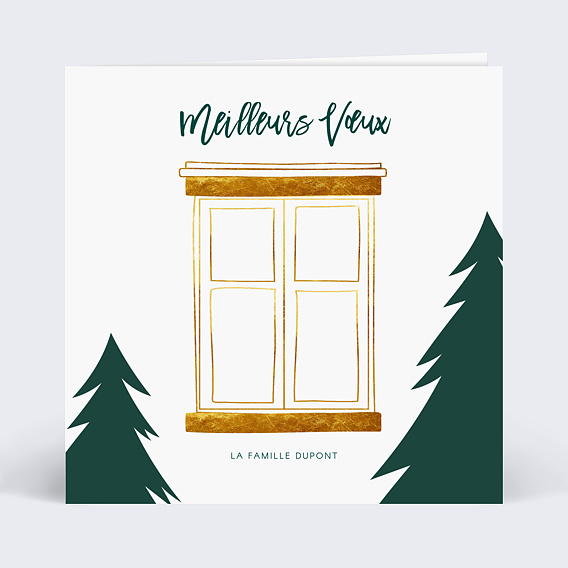 Carte de voeux Découpe Fenêtre Recto